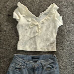 SHEIN White Ruffled Crop Top